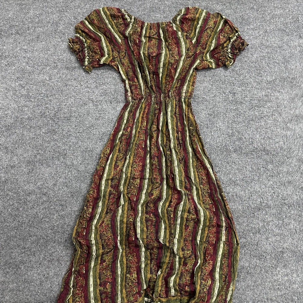 Unbranded Maxi Dress Womens Size S Multi Color Stripe Floral Smocked Waist Boho